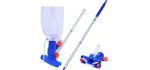PoolSupplyTown Pool Spa Jet Vacuum Cleaner w/ Brush & 48-inch Poles, Ideal for Frame Aboveground/Inflatable Pool, Spa, Hot Tub, Pond, Fountain Vacuuming, No Electric Power Needed, Use Water Pressure From Garden Hose to Vacuum (Optional, A Telescopic Pool Pole Can Be Used With This Vacuum)
