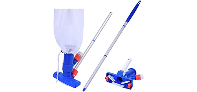 PoolSupplyTown Pool Spa Jet Vacuum Cleaner w/ Brush & 48-inch Poles, Ideal for Frame Aboveground/Inflatable Pool, Spa, Hot Tub, Pond, Fountain Vacuuming, No Electric Power Needed, Use Water Pressure From Garden Hose to Vacuum (Optional, A Telescopic Pool Pole Can Be Used With This Vacuum)