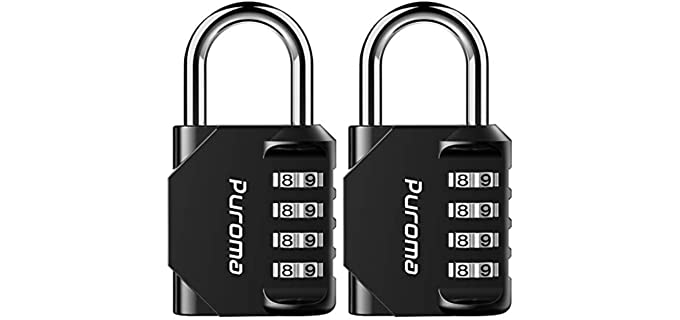 Puroma 2 Pack Combination Lock 4 Digit Outdoor Waterproof Padlock for School Gym Locker, Sports Locker, Fence, Toolbox, Gate, Case, Hasp Storage (Black)