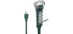 BN-LINK Outdoor Power Strip with Programmable Mechanical Timer and Yard Stake, 6 Grounded Outlets - 6 ft Cord, Weatherproof for Outdoor Lamps Lights Ponds Christmas Lights 1875W/15A ETL Listed