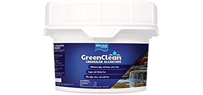 BioSafe Systems GreenClean Granular Algaecide, 20 lbs, String Algae Control for Koi Ponds, Fountains, Waterfalls, Water Features on Contact, EPA Registered