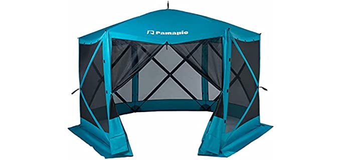 Pamapic 12 x 12 Foot Camping Portable Outdoor Pop-up Gazebo, Outdoor Gazebo Tent, UV Protection Screen Tent, Carrying Bag, Green