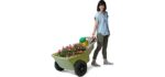 Simplay3 Easy Haul Wheelbarrow with Garden Tool Storage Tray, Durable Heavy-Duty Plastic Wheelbarrow with Large Easy Turn Wheels - Green, Made in USA