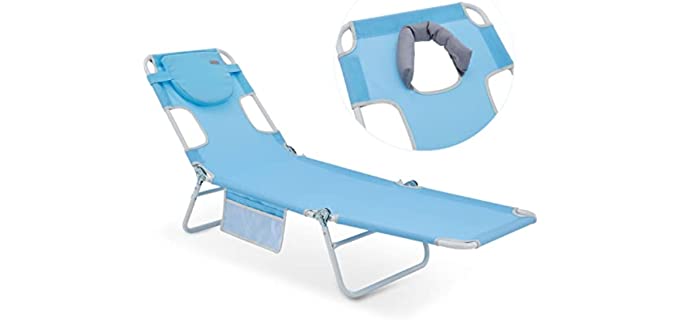 #WEJOY Adjustable Face Down Tanning Chair,Folding Beach Lounge Chairs with Face Hole, Portable Lightweight Reclining Lay Flat Chair for Outdoor Pool,Sun Tanning,Sunbathing,Patio